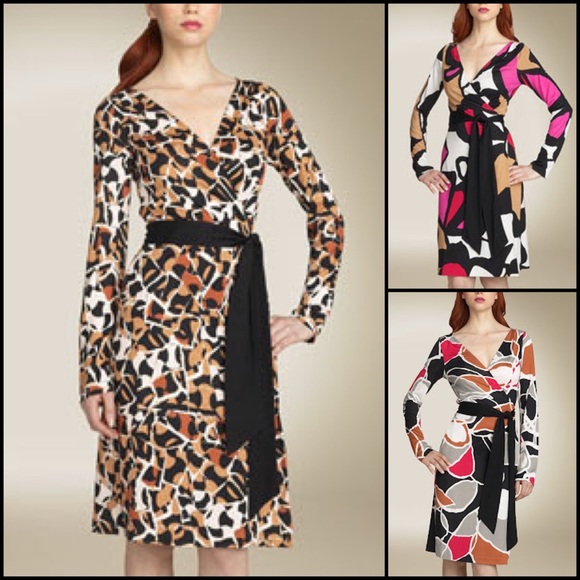Diane Von Furstenberg 100% Silk Black Floral Print Wrap Dress - Picture 6 of 7